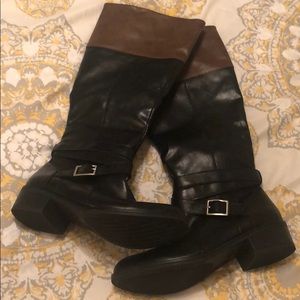 Brown and Black Tall Boots Size 9